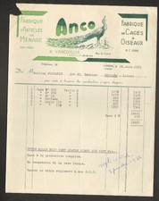 LANDAS (59) HOUSEHOLD GOODS FACTORY & BIRD CAGE ""R. VANCOILLIE"" in 1954