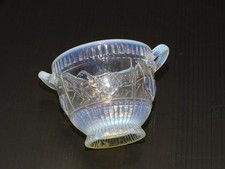 -PETIT POT en VERRE en Parti OPALESCENT à décor d'OIE Déco TABLE VITRINE Signé D