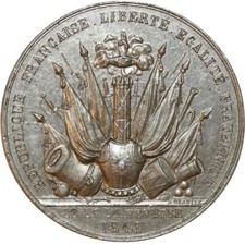 X3539 Rare Médaille Globe Celeste Anges 22 23 24 Février 1848 Révolution UNC