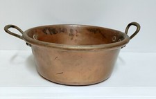 Copper jam basin 2 handles bronze antique 19th century