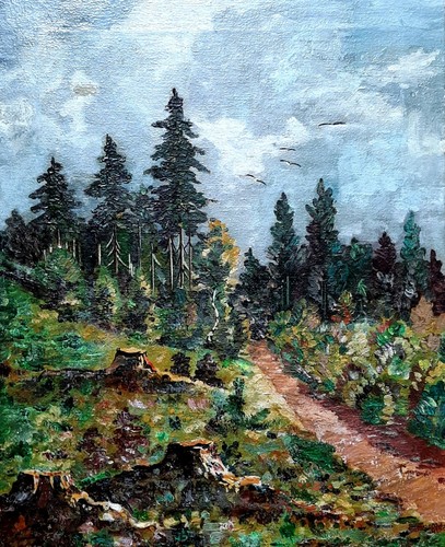 Tableau ancien paysage forêt - ancien,