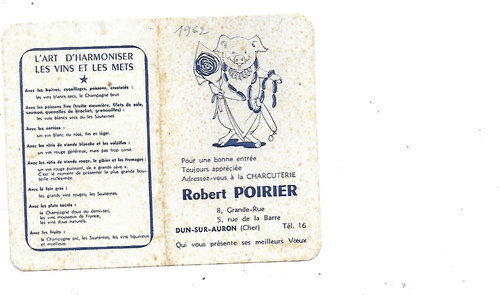 Calendrier 1962 10 cms - 1962,