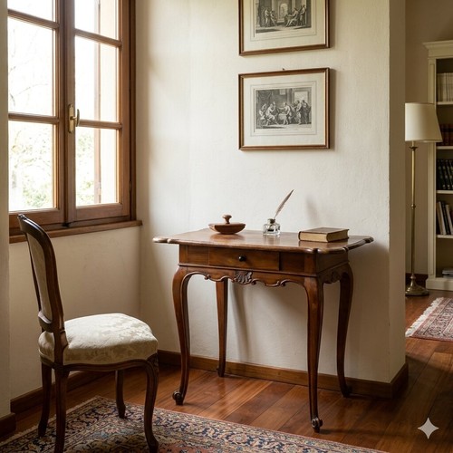 Bureau ancien noyer gravé - noyer,