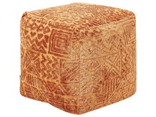 Pouf Doré Brun en Soie