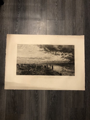 Gravure paul huet coucher de - gravure,