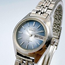 Montre Femme Seiko Vintage Automatique Bleu Excellent État Style Classique