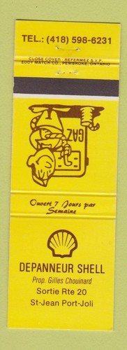 Matchbook cover shell - shell, oil