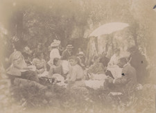 France, Picnic in the forest with friends, ca.1900, vintage citrate print vintage 