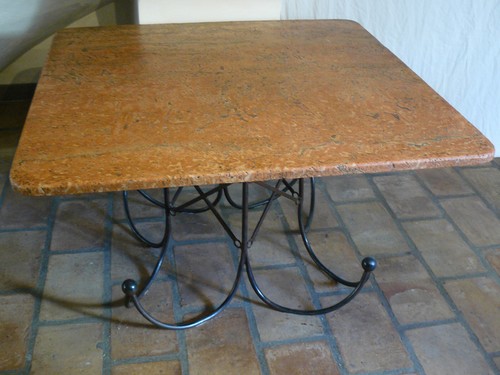 Table haute travertin fer - travertin,