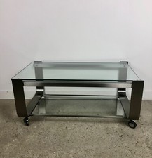 Table basse en alu chromé brossé vintage 1970