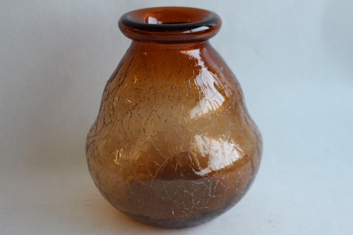 Vase verre craquelé ambre - vase,