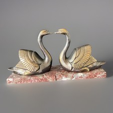 Presse Livre Laiton Vintage art Deco Cygnes 