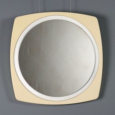 Miroir Rond Vintage Design Cadre en Plastique Italie Années 1970 Original