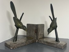 PAIR OF GREENHOUSE BOOKS ART DECO BRONZE ANIMAL BIRDS MARTIN FISHERMAN BOOKENDS