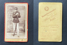Albert Prouzet, Paris, young man in military uniform, backpack and rifle, c