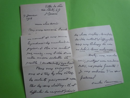 Lettre autographe emile - lettre,