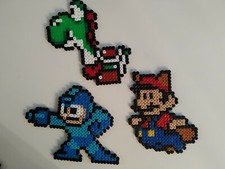 Pixel art, perle Hama. Mario, Yoshi, Megaman