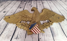 VTG 33" Gold American Eagle Wall Plaque Flag Shield Styrofoam Polystyrene Foam