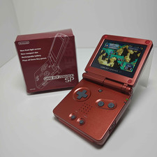 Nintendo Game Boy Advance SP - Flame Red AGS-101 V2 IPS Backlit Mod Ruby Red