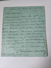 CONSTANT BENJAMIN PNEUMATIC CARD to the Countess of Guerne 1890