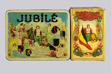 Rare 1920s Belgian "Jubile" litho flat hinged cigar tin in good condition