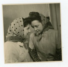 PHOTO Portrait Head To Head Polka Dot Scarf Friends Eyes In Eyes LGBT