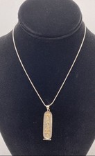 925 Sterling Silver Egyptian Style Cartouche Pendant Necklace 16" 8.78g