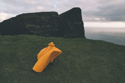 Yellow vegan wool druid cape - druid,