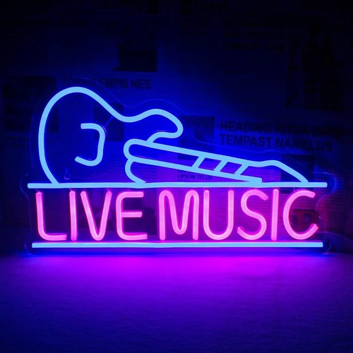 Enseigne néon guitare music