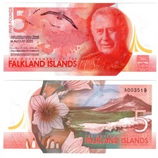2025 Falkland Islands 5 Pound P20 Banknote UNC King Charles III Polymer