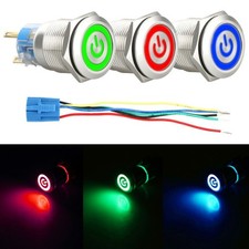 22mm,12V/LED Symbole d'alimentation ON-OFF Interrupteur bouton poussoir voiture