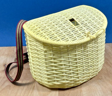 Antique fishing basket, bourriche, child snack, yellow plastic, Syla