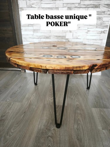 Table basse plateau poker - basse,
