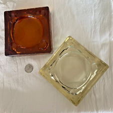 2 cendriers pavés de verre moulé vintage DLG Adnet 70th TBE