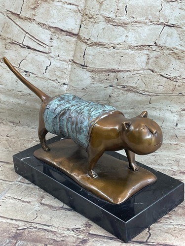 Sculpture bronze chat - en,