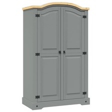 Pin Garde-robe Mexicain 2 Portes Gris Armoire à Vêtements Rangement vidaXL