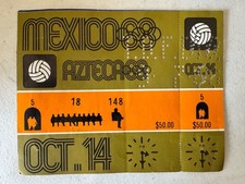 Mexico 68 Olympics Ticket Stub UNUSED Oct 14 Spain Vs Brazil Futbol Azteca •Rare