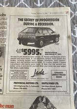 FREE SHIP Canadian Newspaper Car Ad 1991 Russian Lada Samara Five Door