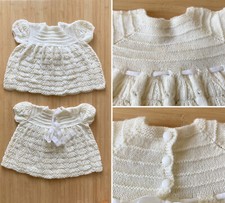 Lot de 2 robes bébé tricotées vintage années 60 - taille 6 mois - blanc / crème