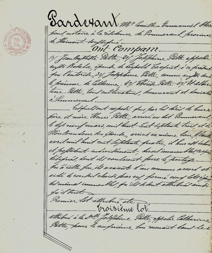 1874 belgique acte notarié - 1874,