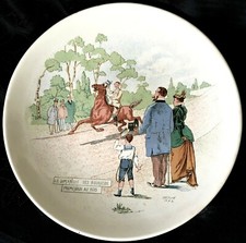 ASSIETTE BOCH FRÈRES KERAMIS LE DIMANCHE DES BOURGEOIS  PROMENADE AU BOIS SUPERB