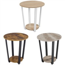 Table d'Appoint Vintage Petit Bout de Canapé Bois Industriel Rond Salon Chambre