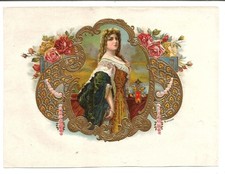 Grande étiquette ancienne en relief Boîte de Cigares (19 cm X 14 cm)