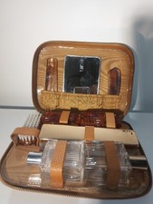 Antique Suitcase Complete Travel Kit Needed Vintage Toilet 