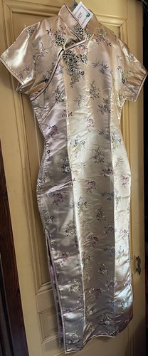 Robe fourreau qipao satin - robe,