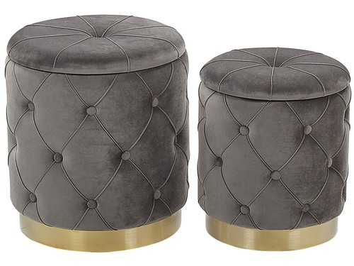 Beliani set 2 poufs avec - -,