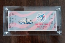 1989 Toronto Blue Jays Acrylic Framed Full Ticket 1st Game SkyDome SkyClub Level