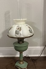 Vintage 1935-36 Aladdin Model B Orientale B-132 Green Oil Lamp W/ Chimney