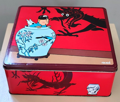 Boîte métal tintin lotus - métal,