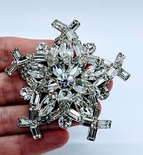 VTG Brilliant Clear Dentelle Cut Banquette Rhinestones Brooch/ Pin